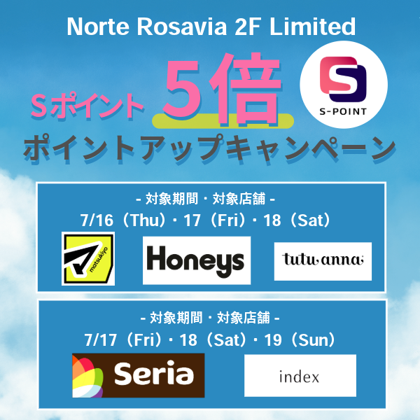ノルテ2F　Sポイント5倍ポイントアップキャンぺーン